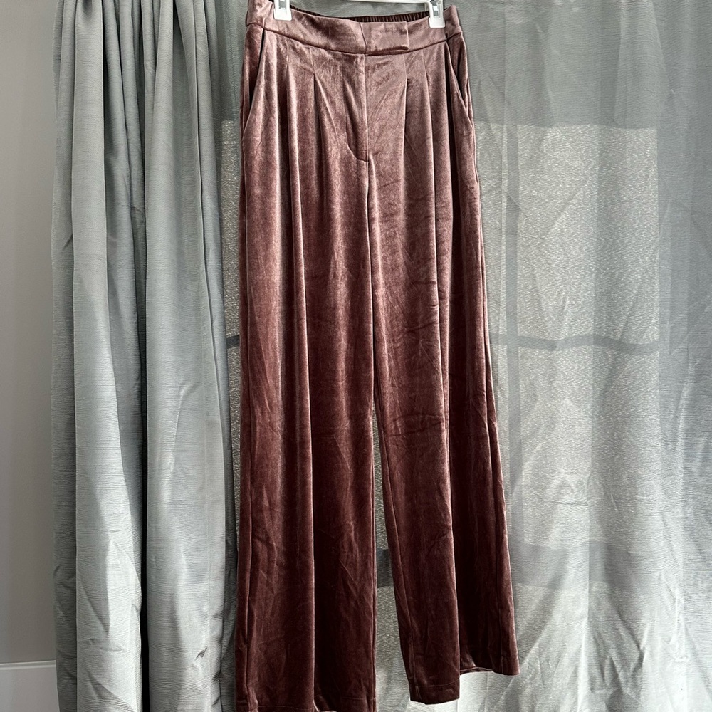 Elegant Velvet Brown Pants